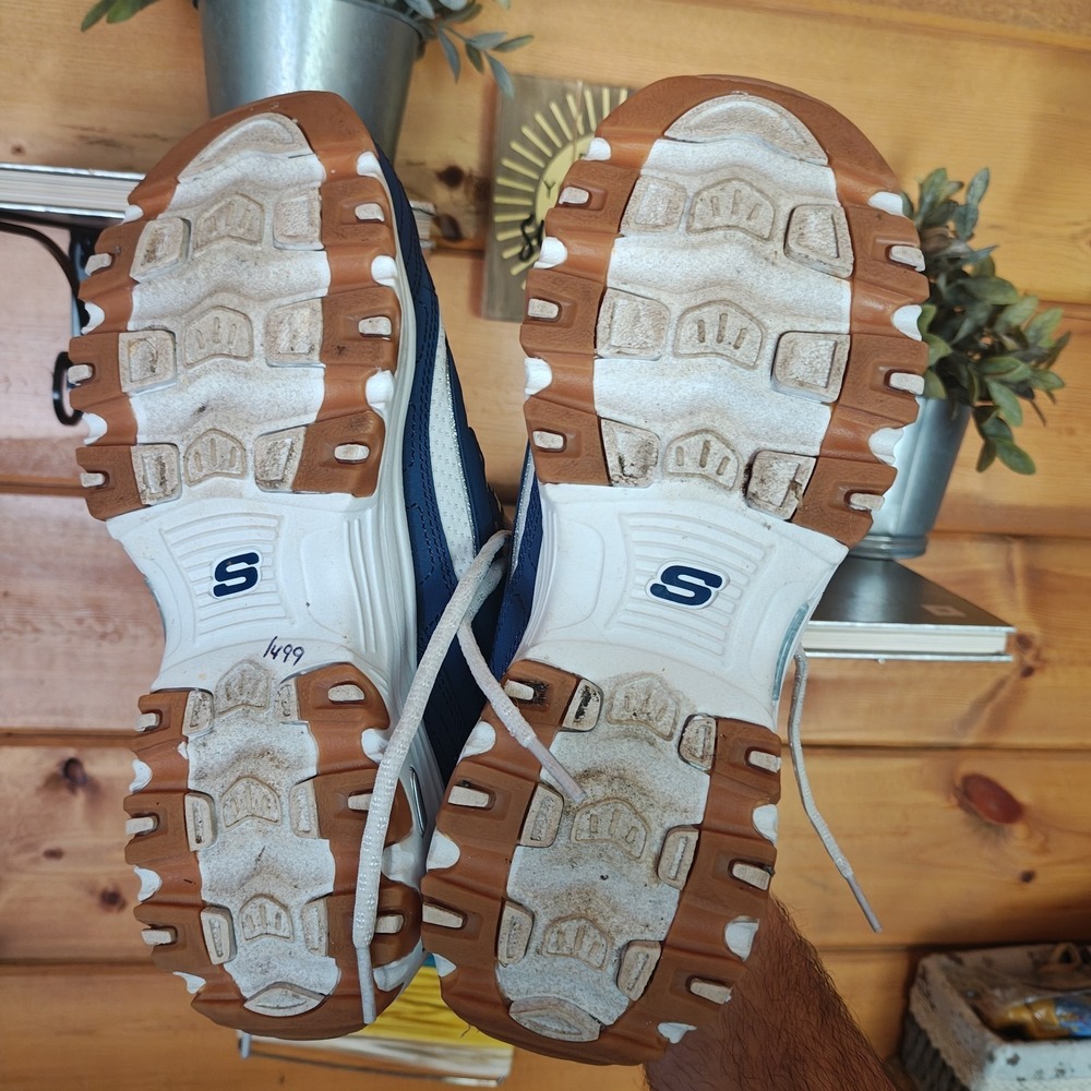 SKECHERS D'Lites Women's Navy White Floral Lace-Up Sneakers Memory Foam US 6.5 - Picture 5 of 8